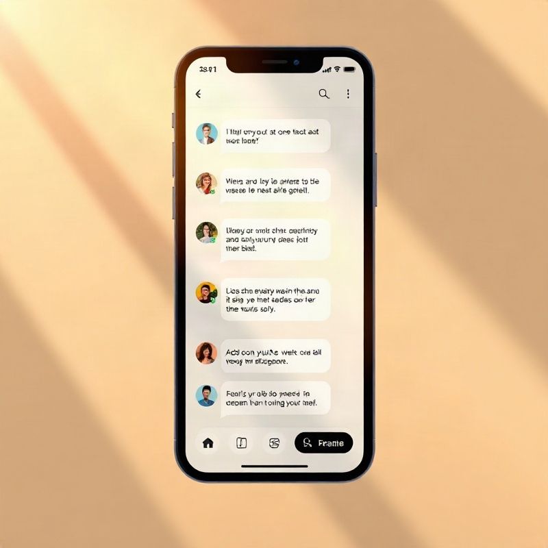 Minimal chatbot conversation flow on a mobile screen in azure and white